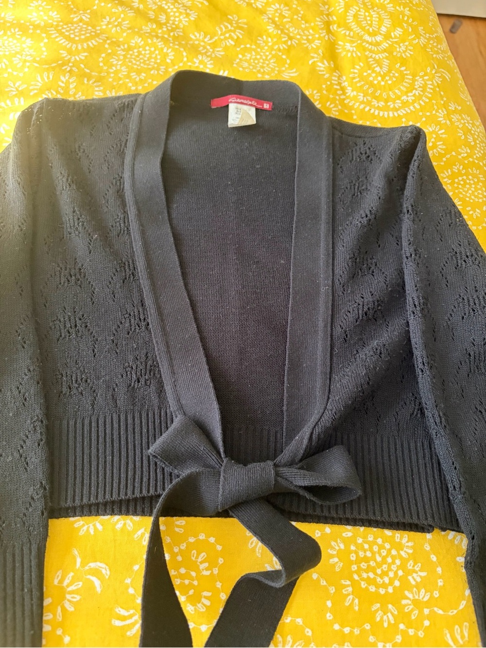 Silvergate Black Tie-Front Open Cardigan